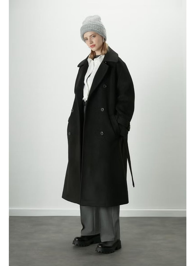 Manuka Danish Cashmere Double Breasted Coat Black - Image 4